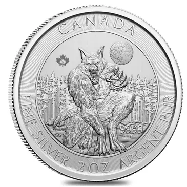 Canadian <p>2021 2 oz Royal Canadian Creatures of the North Series Werewolf Silver Coin BU</p>