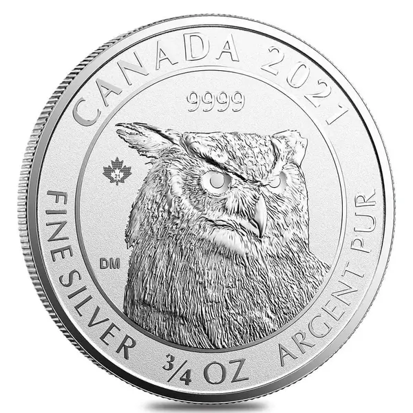 Default 2021 3/4 oz Canadian Great Horned Owl Reverse Proof Silver Coin .9999 Fine