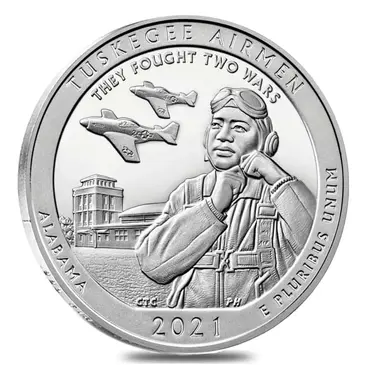American 2021 5 oz Silver America the Beautiful ATB Alabama Tuskegee Airmen National Historic Site Coin