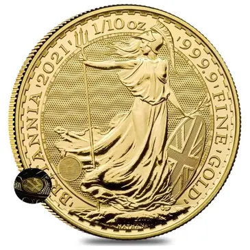 British 2021 Great Britain 1/10 oz Gold Britannia Coin .9999 Fine BU