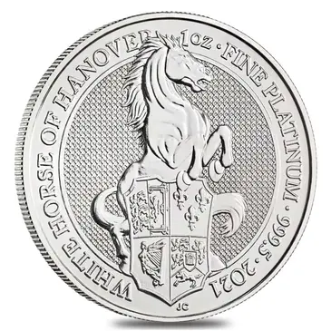 British 2021 Great Britain 1 oz Platinum Queen's Beasts White Horse of Hanover Coin .9995 Fine BU