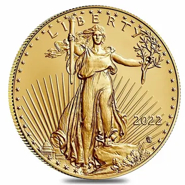 American 2022 1/10 oz Gold American Eagle $5 Coin BU