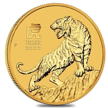 Australian 2022 1/2 oz Gold Lunar Year of The Tiger BU Australia Perth Mint In Cap