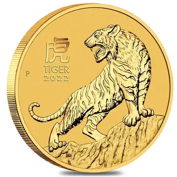 Australian 2022 1 oz Gold Lunar Year of The Tiger BU Australia Perth Mint In Cap