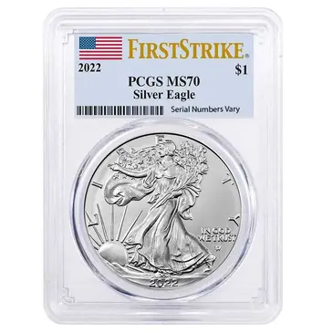 American 2022 1 oz Silver American Eagle $1 Coin PCGS MS 70 First Strike (Flag Label)