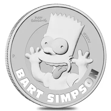 Default 2022 1 oz Tuvalu Bart Simpson Silver Coin .9999 Fine BU In Cap