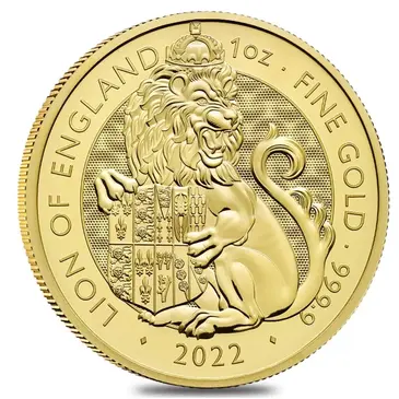 British 2022 Great Britain 1 oz Gold The Tudor Beasts Lion of England Coin .9999 Fine BU