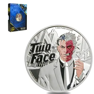 Default 2022 Samoa 1 oz DC Comics Two-Face Supervillain Silver Coin (w/Box & COA)