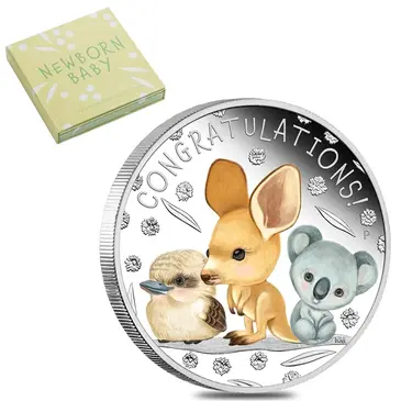 Default 2023 1/2 oz Newborn Colorized Proof Silver Coin Australian Perth Mint (w/Box & COA)