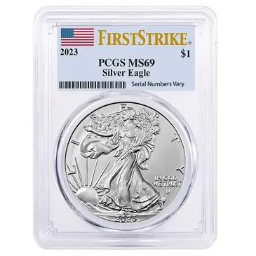Default 2023 1 oz Silver American Eagle $1 Coin PCGS MS 69 First Strike (Flag Label)