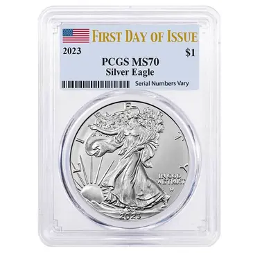 Default 2023 1 oz Silver American Eagle $1 Coin PCGS MS 70 First Day of Issue