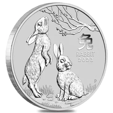 Default 2023 5 oz Silver Lunar Year of The Rabbit BU Australian Perth Mint In Cap