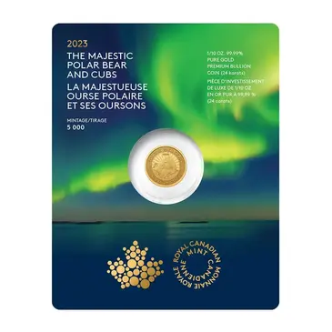 Default 2023 Canada 1/10 oz Gold The Majestic Polar Bear and Cubs Coin (In Assay)