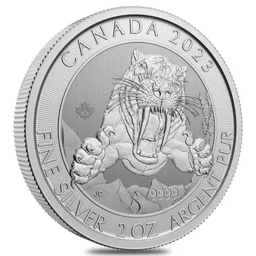 Default 2023 Canada 2 oz Smilodon Sabre-Tooth Cat Silver Coin BU