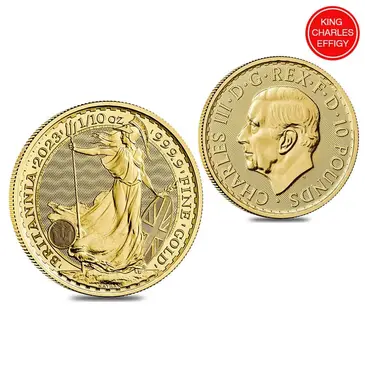 Default 2023 Great Britain 1/10 oz Gold Britannia King Charles III Coin .9999 Fine BU