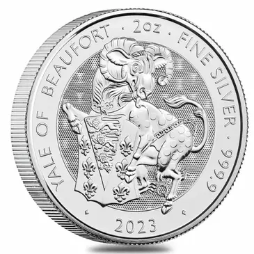 Default 2023 Great Britain 2 oz Silver The Tudor Beasts Yale of Beaufort Coin .9999 Fine BU