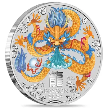 Default 2024 1/2 oz Colorized Silver Lunar Dragon BU Perth Mint