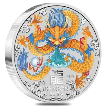 Default 2024 1 Kilo Colorized Silver Lunar Dragon BU Perth Mint