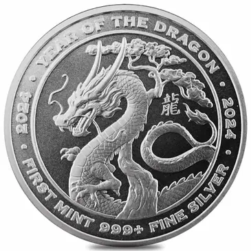 Default 2024 1 oz First Mint Lunar Dragon Silver Round .999 Fine