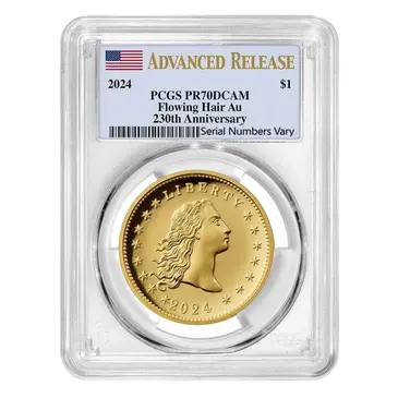 Default 2024 1 oz Flowing Hair Proof Gold Coin 230th Ann. PCGS PF 70 AR