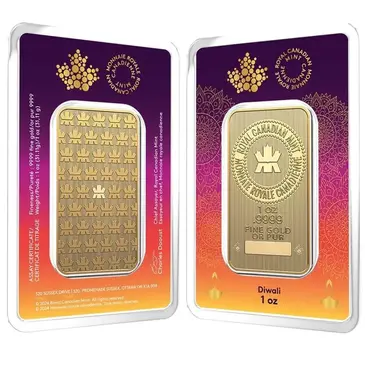 Default 2024 1 oz RCM Celebrate Diwali Gold Bar .9999 Fine (in Assay)