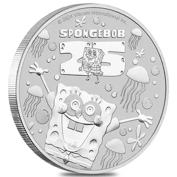 Default 2024 1 oz Tuvalu SpongeBob SquarePants™ 25th Ann. Silver Coin BU