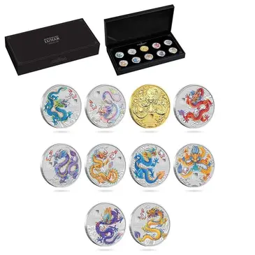 Default 2024 5 oz Silver Lunar Dragon 10-Coin Set Perth Mint