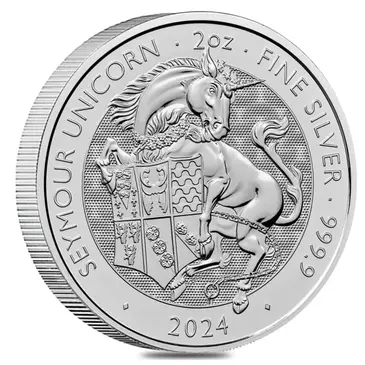 Default 2024 GB 2 oz Silver The Tudor Beasts Seymour Unicorn Coin BU