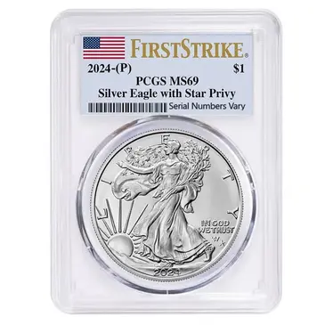 Default 2024 (P) Star Privy 1 oz Silver American Eagle PCGS MS 69 FS (Flag)