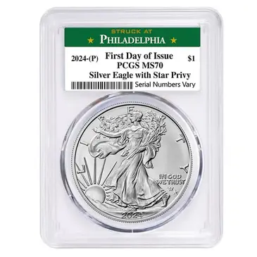 Default 2024 (P) Star Privy 1 oz Silver American Eagle PCGS MS 70 FDOI Philadelphia