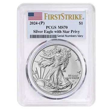 Default 2024 (P) Star Privy 1 oz Silver American Eagle PCGS MS 70 FS (Flag)