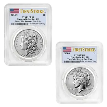 Default 2024-S Morgan and Peace Silver Dollar Reverse Proof 2-Coin Set PCGS PF 69 FS