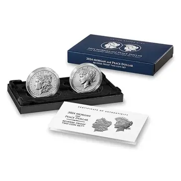 Default 2024-S Morgan and Peace Silver Dollar Reverse Proof 2-Coin Set (w/Box & COA)