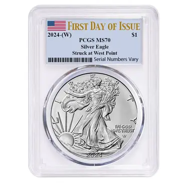 Default 2024 (W) 1 oz Silver American Eagle PCGS MS 70 FDOI Flag