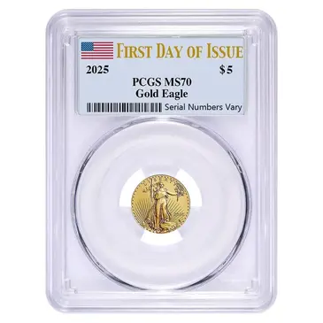 Default <p>2025 1/10 oz Gold American Eagle PCGS MS 70 FDOI</p>