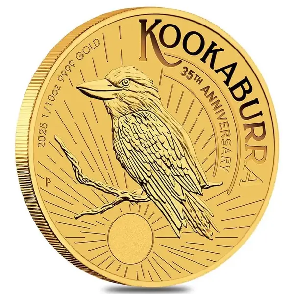Default 2025 1/10 oz Gold Australian Kookaburra Perth Mint Coin .9999 Fine BU In Cap
