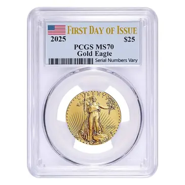 Default 2025 1/2 oz Gold American Eagle PCGS MS 70 FDOI