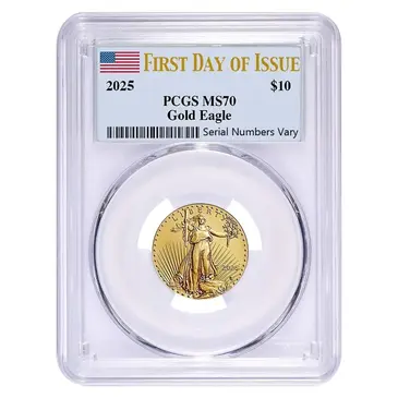 Default 2025 1/4 oz Gold American Eagle PCGS MS 70 FDOI