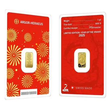 Default 2025 1 Gram Argor Heraeus Lunar Snake Gold Bar (in Assay)