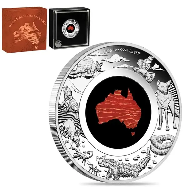 Default 2025 1 oz Proof Silver Great Southern Land Snakeskin Jasper Coin Perth Mint