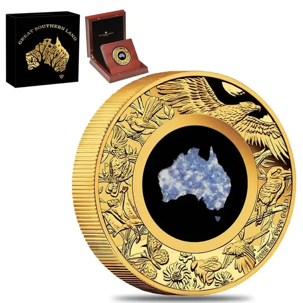 Default 2025 2 oz Proof Gold Great Southern Land Blue Lepidolite Coin Perth Mint