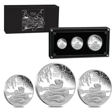 Default 2025 3.5 oz Proof Silver Lunar Snake 3-Coin Set Australian Perth Mint