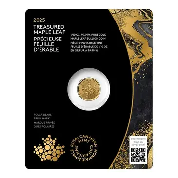 Default 2025 Canada 1/10 oz Treasured Gold Maple Leaf Polar Bears Privy Coin (in Assay)