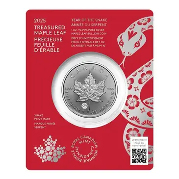 Default 2025 Canada 1 oz Treasured Silver Maple Leaf Snake Privy Coin (in Assay)