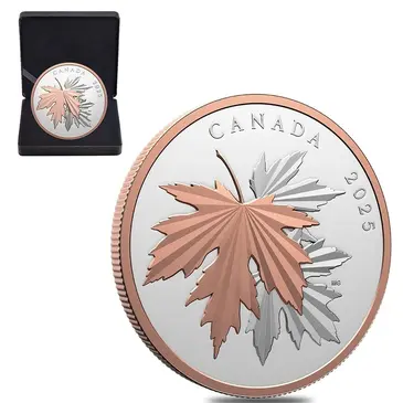 Default 2025 Canada 10 oz Gleaming Maple Leaves Silver Coin .9999 Fine