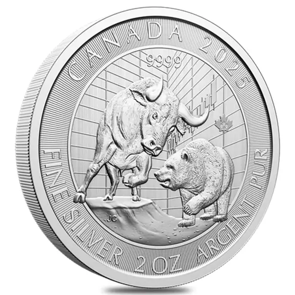 Default 2025 Canada 2 oz Bull and Bear Silver Coin .9999 Fine BU