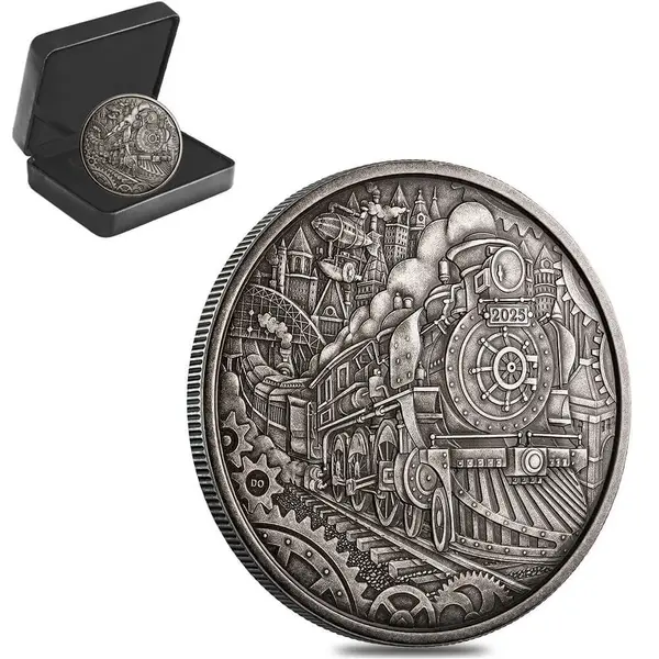 Default 2025 Canada 3 oz Whimsical Tale Steam Locomotive Antiqued Silver Coin