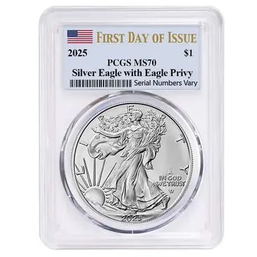 Default 2025 Eagle Privy 1 oz Silver American Eagle PCGS MS 70 FDOI