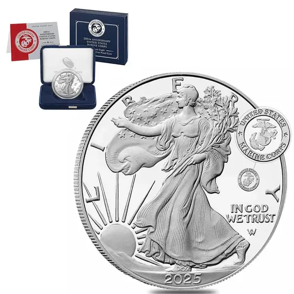 Default 2025-P Marine Corps 1 oz Proof Silver American Eagle (w/Box &amp; COA)