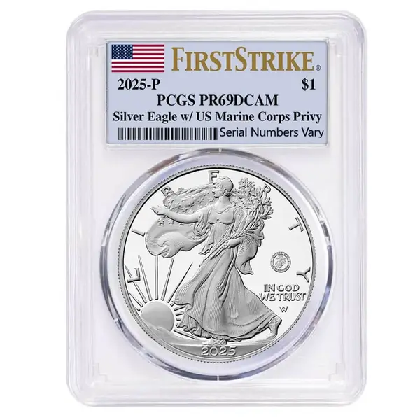 Default 2025-P Marine Corps Privy 1 oz Proof Silver American Eagle PCGS PF 69 FS